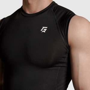เสื้อกล้ามรัดรูปแขนกุดสำหรับผู้ชาย GA สีดำ - Product Image 6