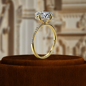 Anillo de diamante cultivado en laboratorio de 1 quilate, anillo de boda con halo oculto y media pavé de esmeraldas, certificado por IGI, oro blanco de 14k, el mejor regalo para ella en su día especial. - Product Image 4