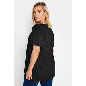Oferta de Verano: Blusa de Manga Corta para Mujer, Corte Holgado, Estilo Casual, Diseño con Volantes en los Puños, Tela Suave, Múltiples Colores, Proveedor OEM - Product Image 3