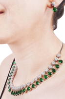 925 argent plaqué étoile collier bijoux en pierre naturelle cz émeraude collier et boucles d'oreilles ensemble bijoux de mode pour les femmes
