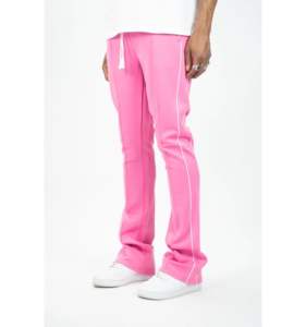 Pantalones de chándal Fabricante Personalizado Hombres 100% Algodón Pantalones apilados Royal Blue Hem Cut Edge Pierna ancha Lavado ácido Flare Pantalones de chándal - Product Image 6