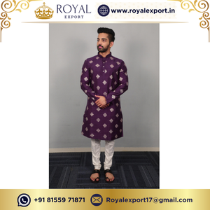 Collection Kurta Payjama pour hommes en soie de coton traditionnelle par Royal Export au prix de gros - Product Image 2