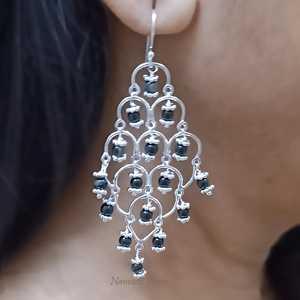 <b>Black</b> Onyx <b>Dangle</b> <b>Earrings</b>: 925 Sterling Silver Handmade Jewelry - Product Image 2
