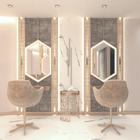 Lüks Spa için Lale Şampuan Koltuğu, Bouc Yumurta Koltuğu ve Altıgen LED Aynalı Tam Donanımlı Gül Altın Rengi Kuaför Salonu Mobilyalarını Sergileyin