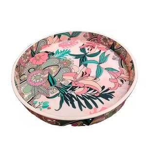 Plateau de service en bois de style café avec motif imprimé en émail - Product Image 1