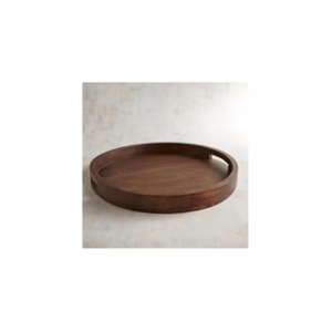 Premium Grade round Shaped Luxury Handmade Wooden Serving <b>Trays</b> Exporters Sale - Product Image 1