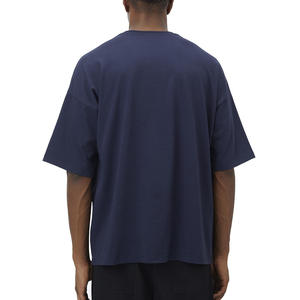 T-shirts décontractés surdimensionnés de couleur unie à col ras du cou en coton pour hommes Gym Fitness Sports à manches courtes Vente promotionnelle de logo personnalisé - Product Image 2