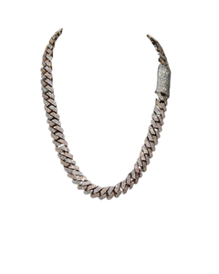 Cadena de eslabones cubanos de dos tonos VVS1 D Moissanite Super Iced Sterling Silver Three Row Hip Hop Rapper Collar de cadena de moda para hombres - Product Image 1