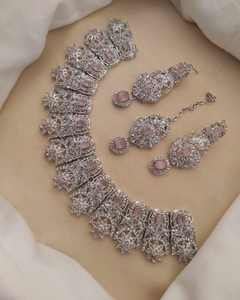 Bohemian Glamorous Necklace Earrings Shiny Light Green <b>Ice</b> Out Cubic Zirconia Wedding Party Jewelry Set for Women Anniversary - Product Image 5