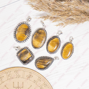 Pendentif ovale en œil de tigre, best-seller, cristaux de guérison de qualité supérieure pour la méditation, bijoux pour occasions spéciales, prix de gros. - Product Image 2