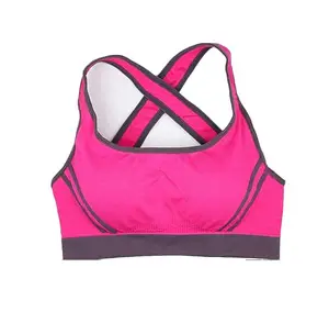 Trending Pink Grey Custom Color Sustainable Sports Bra Athletic Women Fitness Gym Workout 2 High Support seamless Sports Bra