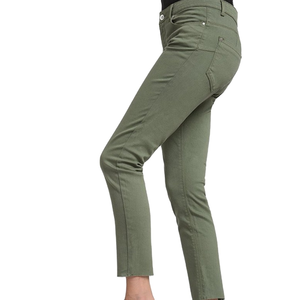 Pantalones vaqueros acampanados asimétricos a la moda para mujer, pantalones vaqueros largos ajustados con logotipo de cintura de patrón sólido a la moda para mujeres con curvas - Product Image 1