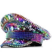 Nouveau chapeau de carnaval de Mardi Gras à sequins et diamants, chapeau à pointes, festival Burning Man, chapeau de capitaine à cheval, personnage de fête, style punk