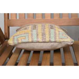 Luxe 18x18 Beige Kilim Patchwork Laine Oreiller 12x12 Pouces Rustique Imprimé Floral Coussin pour Literie Plancher Portable Tissé - Product Image 5