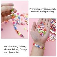 Beadsnfashion Perles d'espacement en acrylique/plastique/lucite en forme de cœur et d'étoile de 8 mm, kit de bricolage, 300 pièces, multicolores, fil élastique de 10 mètres, personnalisé