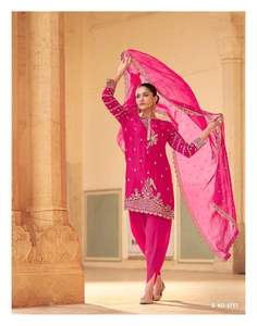 Tenue de créateur à feuilles persistantes Style moderne Premium Organza soie Salwar Suit & Dupatta avec broderie travail femme mode exportateur - Product Image 2