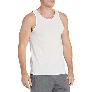 2025 <b>Men's</b> Premium Quality Plus Size <b>Tank</b> <b>Tops</b> Heavyweight 220gsm Cotton Polyester Activewear Breathable Knitted <b>White</b> Color - Product Image 2