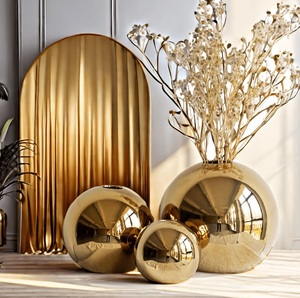 Florero de Metal Dorado de Primera Calidad, Pulido, para Sala de Estar, Centro de Mesa Moderno, Florero Dorado para Decoración de Mesa de Vestíbulo de Hotel - Product Image 2