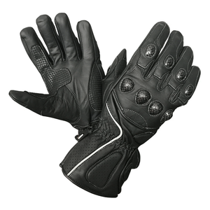 Gants noirs de motard de rue en cuir original pour hommes Gants de course automobile de moto 100% Gants en cuir véritable pour hommes - Product Image 4