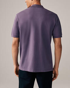 Polo à manches courtes pour homme, personnalisable avec logo, en tissu toile uni, base en coton peigné avec revers - Product Image 3