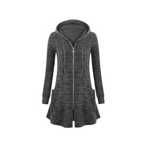 Vente en gros de robe à capuche avec poche et manches longues robe pull à capuche sweat d'hiver pour femmes à manches longues couleur unie - Product Image 5