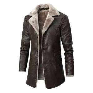 <b>Mens</b> Waterproof Leather <b>Long</b> <b>Coat</b> Trendy Winter Outerwear Full-Length Stylish - Product Image 6