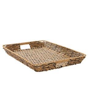 Bandeja de servicio de ratán tejido beige y negro-Bandeja decorativa rectangular para mesa de comedor | Tienphong Wholesale 2025 - Product Image 1