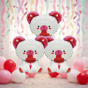 Ballons en aluminium pour fête, motif ours rose, 33,5x48cm, sac de 12 pièces - Product Image 3