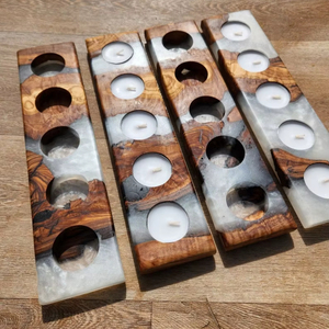 Portavelas Ecológico de Resina y Madera, Forma Personalizada, Elegante, Hecho a Mano, para Decoración de Mesa de Oficina en el Hogar - Product Image 1