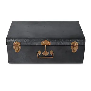 Wholesale Elan Vintage Style Buxa Metal Black Trunk Box Set of 2 Rectangular For Storage Box And Lockable and Decorative
