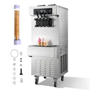 Machine à glace commerciale VEVOR 2200W, 3 saveurs, autonome, pour glace molle, 2 x 6L, production 20-28L/H, état d'occasion - Product Image 1
