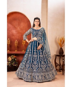 Última Moda en Vestidos de Novia y Festivos para Mujer, Lehenga Choli de Malla de Mariposa con Lentejuelas y Bordado de Cuentas - Product Image 1