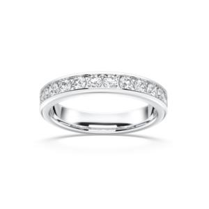 Anillo de banda Unisex con ajuste de canal de media eternidad de diamante redondo creado en laboratorio de 0,75 quilates de/VS hecho en oro sólido - Product Image 3