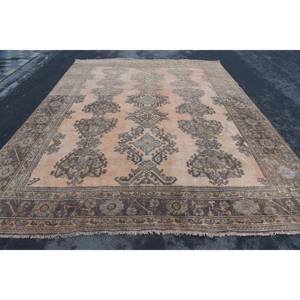 Vintage <b>Turkish</b> <b>Rug</b> Beige-Brown 9.6 X 12.2 ft Wool Flat Weave with Patchwork Pattern for Living Room Decorations Hallway Use - Product Image 1