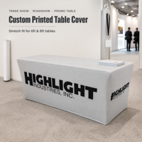 Housse de table extensible en polyester tricoté sur mesure de 6 pieds ou 8 pieds avec impression de logo pour la publicité en salon professionnel