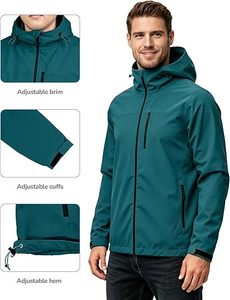 Veste de randonnée imperméable pour homme, coupe-vent, softshell, à capuche, manteau d'extérieur, poignets et ourlet ajustables pour le ski et le snowboard - Product Image 3