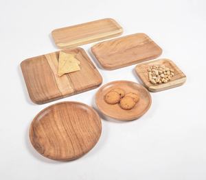 Creative Low MOQ Minimalist Western Assorted Acacia <b>Wood</b> Platters Set of 6 Manufacturer Wholesaler Factory Direct <b>Sale</b> - Product Image 3