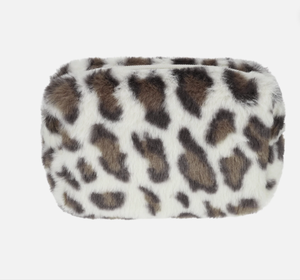 Bolsa de maquillaje de cuero genuino duradera con leopardo Beige negro blanco cuero de vaca herramientas cierre de cremallera para vacaciones viajes de negocios - Product Image 1
