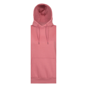 Robe sweat-shirt d'hiver en molleton 100% coton pour femme, personnalisée, écologique, respirante, coupe-vent, avec broderie en relief sur le devant, rose, col rond - Product Image 3