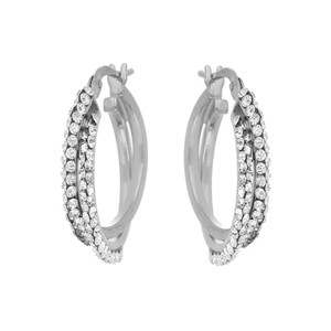 Boucles d'oreilles DelPia Dea Horta, tube externe 10 % or 18 carats sur argent sterling 925, cristaux blancs à l'intérieur, blanc, 15 mm - Product Image 2
