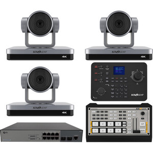 ชุดอุปกรณ์ถ่ายทอดสด BZBGEAR พร้อมกล้อง PTZ NDI 4K จำนวน 3 ตัว ตัวควบคุมกล้อง ตัวผสมสัญญาณ 4 พอร์ต และสวิตช์ 8 พอร์ต - Product Image 1
