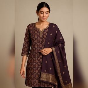 Designer roman discharge kurti set with exquisite handwork <b>details</b> and jacquard dupatta using premium fabric luxury boutique - Product Image 2