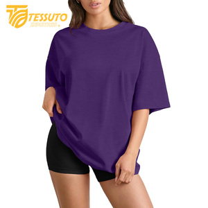 Camiseta básica de gran tamaño con logotipo de impresión personalizado de peso pesado Camiseta de algodón 100% de moda de talla grande de alta calidad para mujer - Product Image 4