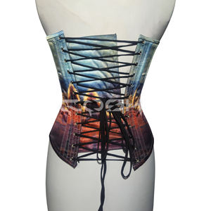 Corset de mode style vintage, surbuste, à baleines en acier, amincissant la taille, imprimé Mona Lisa sublimé - Product Image 6