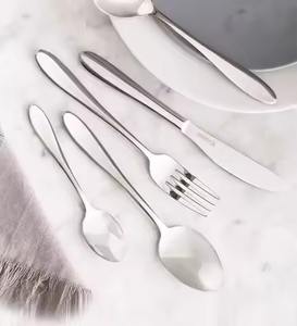 Elegante Juego de Cubiertos de Acero Inoxidable con Diseño de Mango Curvo, Ecológico y Apto para Lavavajillas, para Cenas Modernas y Bodas - Product Image 2