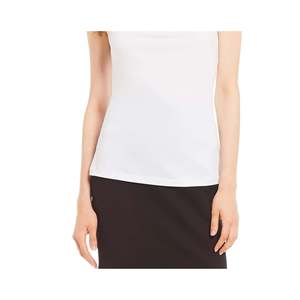 Top con Collo ad Anello Calvin Klein per Donna, Bianco, Taglia Grande, in Cotone Traspirante e Chiffon, Stile Casual Vintage con Logo per Primavera e Autunno - Product Image 3