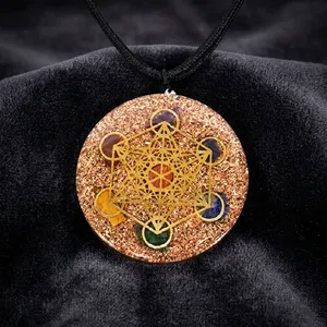 Metatron Cube Orgone Pendant para protección Emf Viene con piedra curativa Chakra Stone para protección Emf-Utilizado como colgante de Chakra - Product Image 3