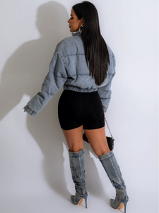 2025 personnalisation de haute qualité élégant femmes multi-poches vêtements de travail Style Denim coton veste Jean manteau - Product Image 5