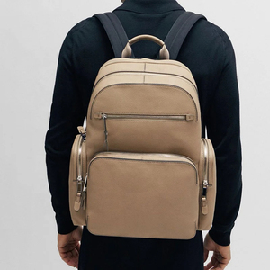 Men's Genuine Leather <b>Backpack</b> Minimalist Softback <b>Laptop</b> Bag with Zipper Closure and Handle 20-39L Capacity Water Resistant - Product Image 6