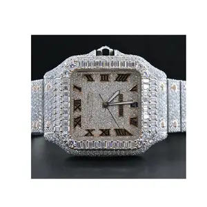 Venta al por mayor de lujo de cuarzo con fecha totalmente diamante relojes hombres muñeca Hip Hop Iced Out reloj para Unisex DE LA India